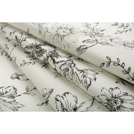 Тканина декоративна Молочний, квіти, розмір 50х50 см