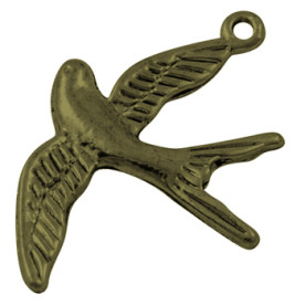 Металлическая подвеска "Ласточка" цвета состаренной бронзы, 1 шт