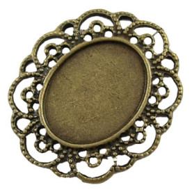 Основа под кабошон "Кружевная рамка" цвета состаренной бронзы, 1 шт