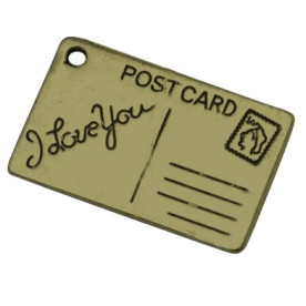 Металева підвіска "Листівка" кольору зістареної бронзи, 1 шт