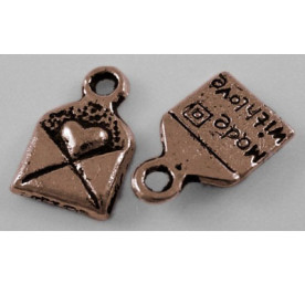 Металлическая подвеска "Конвертик" цвета красной меди, 10 шт