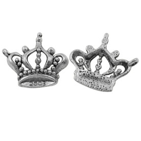 Металлическая подвеска "Корона" цвета античного серебра, 3 шт