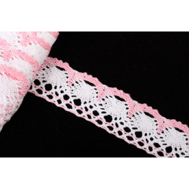 Бавовняне мереживо, ніжно рожевий, 4 см, 1 м