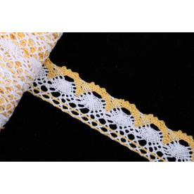 Кружево, белый оранжевый, 2,5 см, 90 см