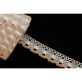 Хлопковое кружево, бело-коричневый, 4 см, 1 м