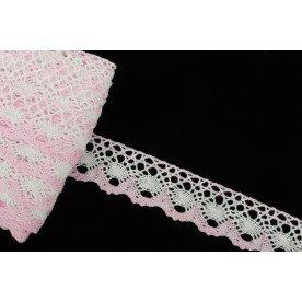 Бавовняне мереживо, біло-пудровий, 4 см, 1 м