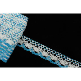 Хлопковое кружево, бело-синий, 4 см, 1 м
