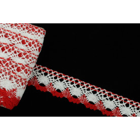 Мереживо, білий червоний, 2,5 см, 90 см