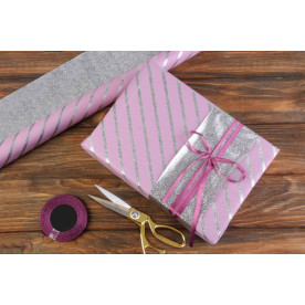 Папір пакувальний, Смужка, пудровий-сріблястий, 70х50 см