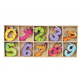 Декоративні цифри з очками, дерево, 50 шт, різнокольорові, 2,5 см, 4 см