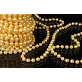 Перли на нитці, жовтий, 6 мм, 10 м