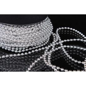 Жемчуг на нитке, серебро, 4 мм, 20 м