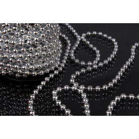 Перли на нитці, срібло, 6 мм, 10 м