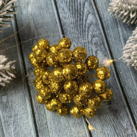 Блискучі ягоди, золото, 40 шт, діаметр 1-1,2 см