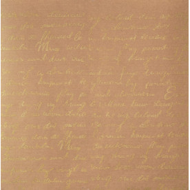 Лист крафт паперу з малюнком, Золотий текст, 30х30см, Фабрика Декору