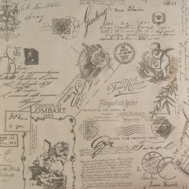 Лист крафт бумаги с рисунком, Винтажная открытка на сером, 30х30см, Фабрика Декору