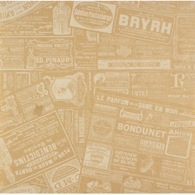 Лист крафт бумаги с рисунком, Белая газета на буром, 30х30 см, Фабрика Декору