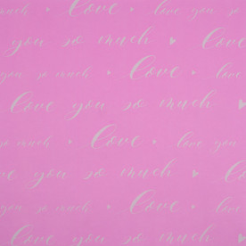 Лист крафт бумаги с рисунком, Надпись "Love you" на розовом, 30х30 см, 70 г/м2, Фабрика Декора