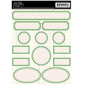 Набор стикеров для скрапбукинга Dotted Label Stickers - Green and Pink, Jenni Bowlin