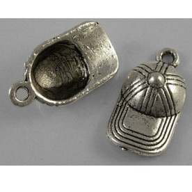 Металлическая подвеска "Бейсболка" цвета античного серебра, 19х10 мм, 5 шт