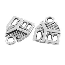 Металлическая подвеска "Домик" цвета античного серебра, 17х13 мм, 3 шт