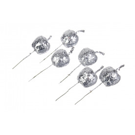 Яблуко декоративне, 10 см, срібло, 1 шт