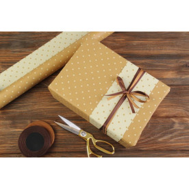 Пакувальний папір, світло-коричневий в білий горошок, 70х50см, 80 г/м²