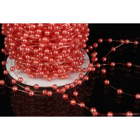 Жемчуг на нитке, красный, 1м х 4 мм