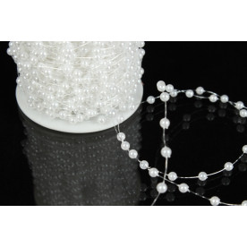Жемчуг на нитке, белый, 1м х 4 мм