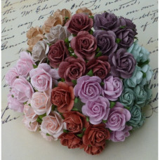 Набір 10 трояндочок в вінтажних тонах, 25 мм