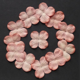 Набор 10 цветков гортензии 5 см оранжево-розового цвета