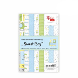 Набір дизайнерського паперу Sweet Boy А4 250г 8л одностор. глянцевая ROSA TALENT