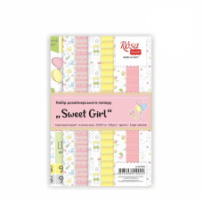 Набор дизайнерской бумаги Sweet Girl А4 250г 8л одностор. глянцевая ROSA TALENT