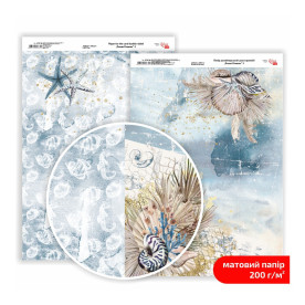 Бумага дизайнерская двусторонняя матовая Ocean Dreams 3, 21х29,7 см, 200 г/м2, ROSA TALENT