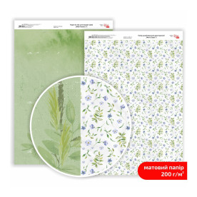 Папір дизайнерський двосторонній матовий Wild Flowers 2, 21х29,7 см, 200 г/м2, ROSA TALENT