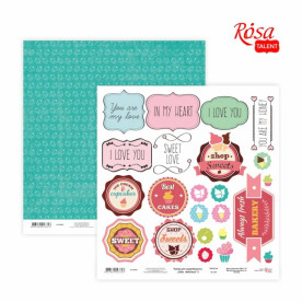Папір для скрапбукінгу Cake delicious 3 двосторонній 30,48х30,48см 200г/м2 ROSA TALENT