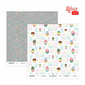 Папір для скрапбукінгу Cake delicious 5 двосторонній 30,48х30,48см 200г/м2 ROSA TALENT