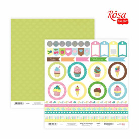 Папір для скрапбукінгу Cake delicious 6 двосторонній 30,48х30,48см 200г/м2 ROSA TALENT