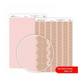 Папір дизайнерський двосторонній матовий, Мереживо, 5, 21х29,7 см, 200 г/м2, Rosa Talent