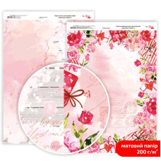 Бумага дизайнерская двусторонняя матовая Valentine's Mood 2, 21х29,7 см, 200 г/м2, Rosa Talent