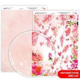 Папір дизайнерський двосторонній матовий Valentine's Mood 4, 21х29,7 см, 200 г/м2, Rosa Talent