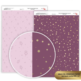 Папір дизайнерський двосторонній матовий, Gold Drops з тисненням, 21х29,7см, 200 г/м2, Rosa Talent