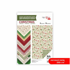 Набір дизайнерського паперу, Christmas, А4, 200 гр, 8 арк, двостор, матовий, Rosa Talent