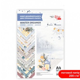 Набір дизайнерського паперу Winter Dreamer А4, 200гр, 8арк, двостор., матовий, Rosa Talent