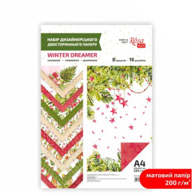 Набір дизайнерського паперу Holiday Time А4, 200гр., 8арк, двостор., матовий, Rosa Talent