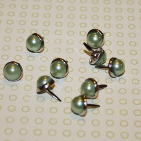 Брадси для скрапбукінгу зеленого кольору, перламутрові, 10 шт, 8 мм