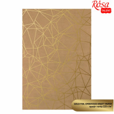 Крафт папір з тисненням Silver Polygon, 21х29,7см, 225 г/м2, ROSA TALENT