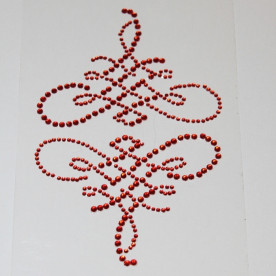 Узоры из страз красного цвета, 14х10 см