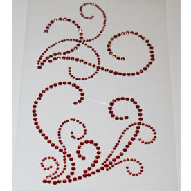 Узоры из страз красного цвета, 16х9 см