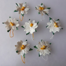 Набір 5 декоративних квіток пуансетії білого кольору